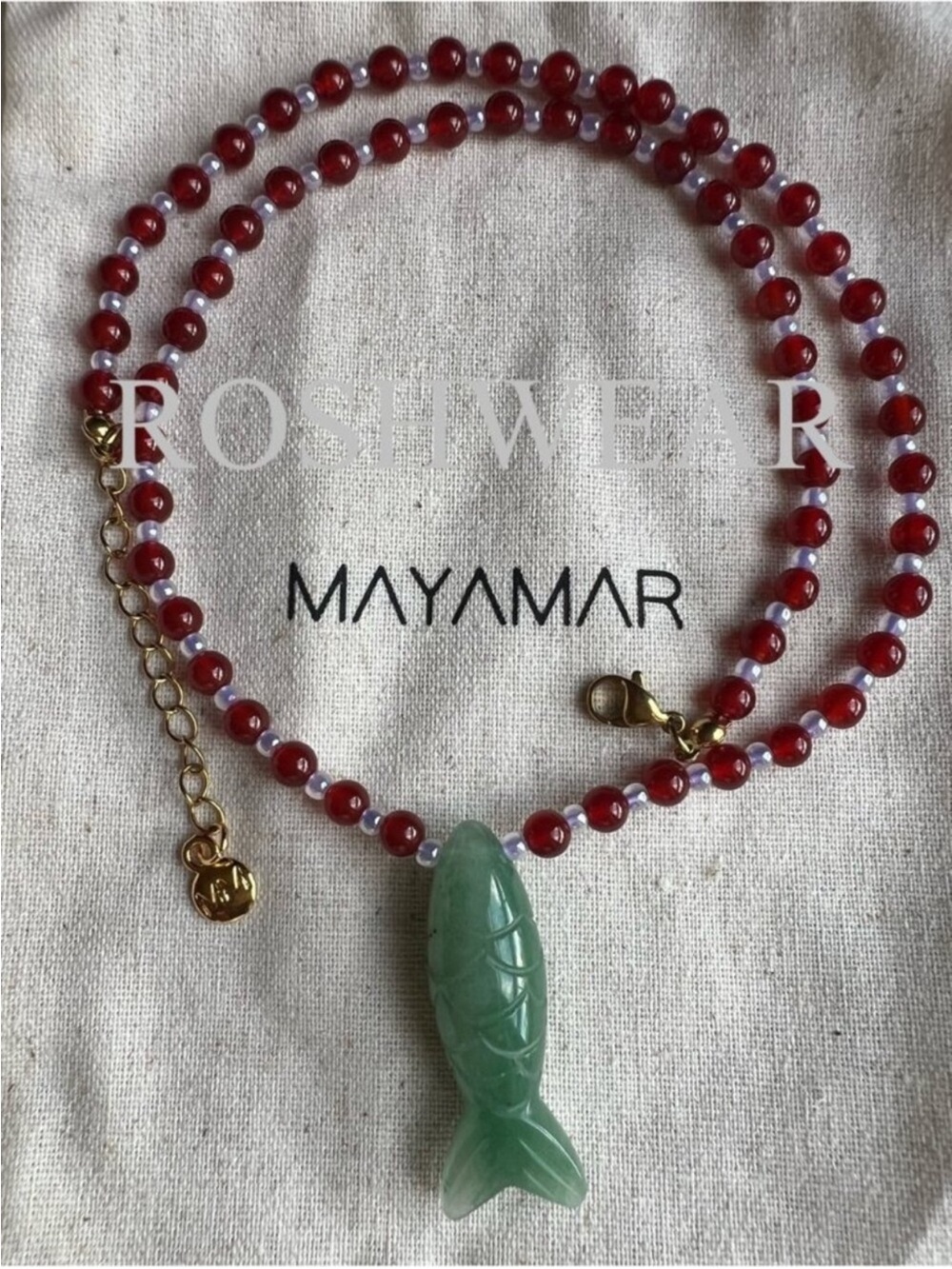 Green Adventure Fish Pendant with Red Agate Beads NWOT - Picture 4 of 9